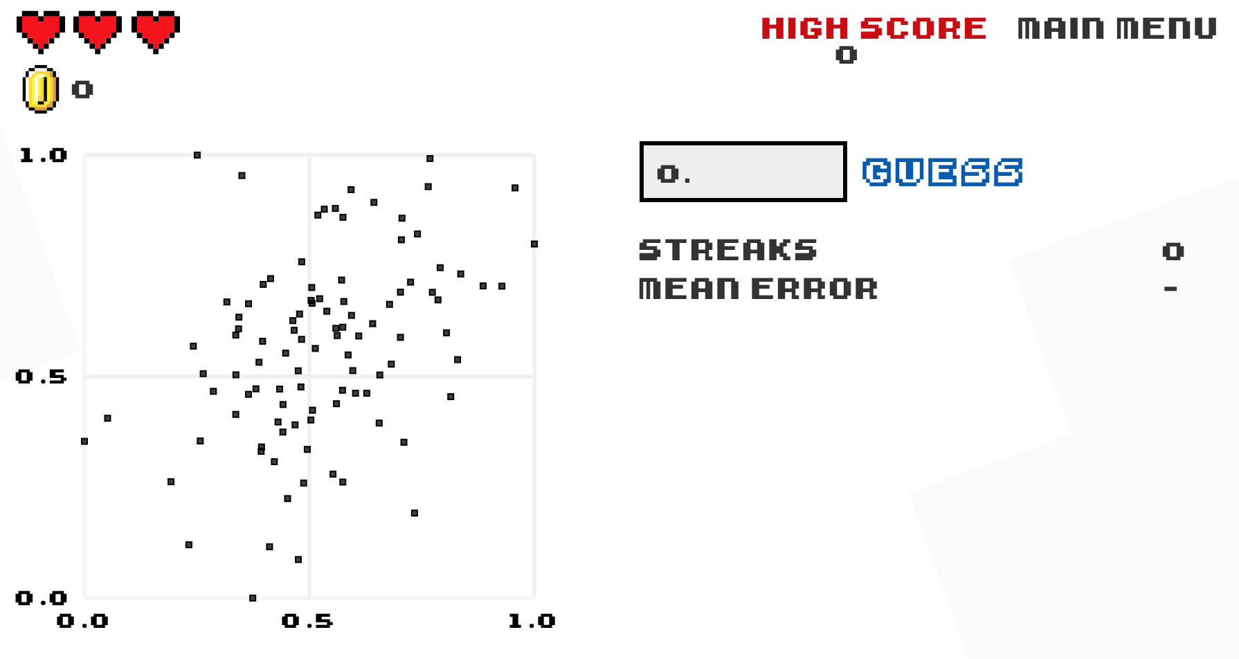 Screenshot preview of the Guess the Correlation game showing a scatterplot.