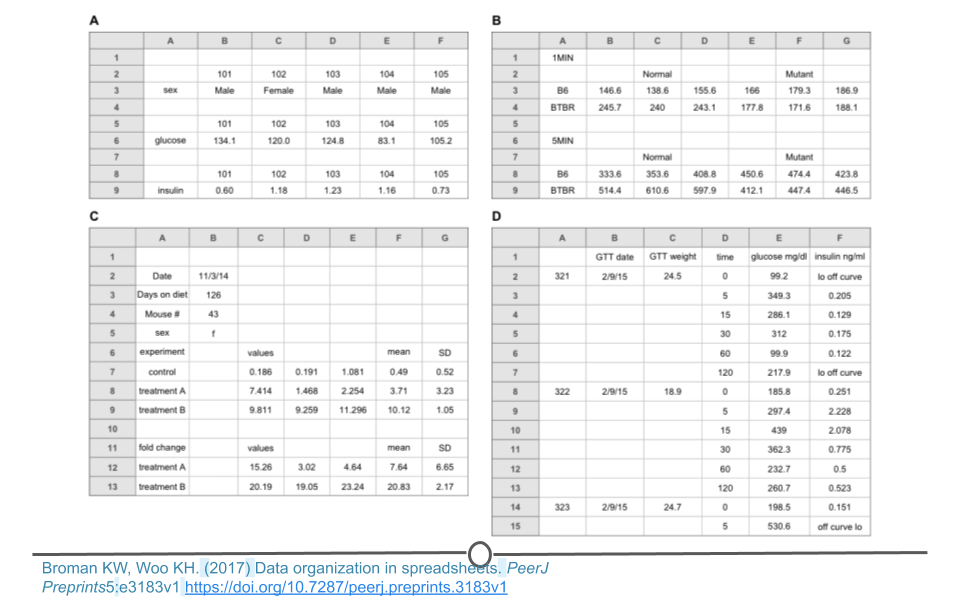 Examples from Data Organization in Spreadsheets